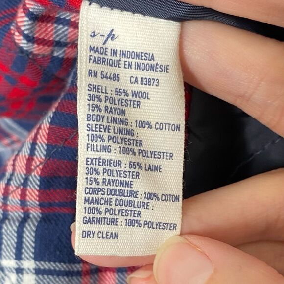 American Eagle Navy Pea Coat with Plaid Lining Warm cozy size Small - Picture 12 of 14